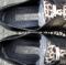 Brighton Italy black Leather Loafer Animal print fur toe Inserts Monk strap shoes womens size 7.5