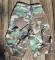 Vintage US Military Issue Camouflage Cargo CUTOFF SHORTS-Wonderfully Trashed Woodland Camo-- Waist 28.5 in