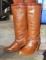 Vintage Zodiac USA 13” TALL Leather Western Diva Boots Carmel Crossover Buckle Strap Womens 6.5M