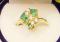 Vintage ESTATE Natural 5 Marquis Emeralds - 5 Round Diamond Cocktail RING 14 Kt Yellow Gold sz 6.25