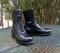 Vintage Mens USA 1966 Vietnam War BOOTS US Military Issue Black Leather Combat Boots- Do Not Boil Pads- Goodyear Sole