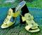 Vintage BRIGHTON (Italy) Leather Slip-On Heels Sandals LIME GREEN Moc Lizard Shoe Womens 7.5N