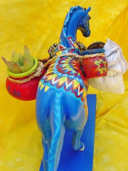 What a Gift!!~~ Original Custom 7" Hand Painted Pony Figurine "PURA VIDA" Costa Rican Oxcart Pony- 1st in a Series~ COA American Artist