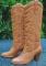 Vintage Brazil Custom made Chaps Tan Leather Boots Quilted fashion Diva Womens 6m