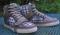 Penguin ORIGINAL Cool PLAID SNEAKERS Lace Up High-Top Shoes leather Accents Mens 8