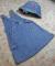 Vintage Gap Blue Jean Jumper Dress & Bucket HAT 100% cotton denim Darling Flower Child-Girls 3T-4T