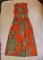 Vintage USA 1960's CIRETTE of California Long Dress Tangerine Orange Paisely Print Women Juniors XS