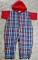 Vintage Osh Kosh B'Gosh Plaid Jumpsuit Hoodie Red Blue & White Madras-Tapered/Snapped Legs Baby 18 Mos