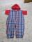 Vintage Osh Kosh B'Gosh Plaid Jumpsuit Hoodie Red Blue & White Madras-Tapered/Snapped Legs Baby 18 Mos