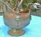 Vintage oxidized COPPER Coal shuttle POT w/DELFT handle --Country Living 5" planter