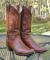 Vintage Justin USA All Leather Western 12" tall Boots Brown Bullhide Feet New 1/2 Soles Men 8D