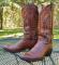 Vintage Justin USA All Leather Western 12" tall Boots Brown Bullhide Feet New 1/2 Soles Men 8D