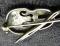 Vintage 60's Brooch-- 925 Sterling Silver CELLO BASS VIOLIN-Bow Pin Marcasite Faceted Stones