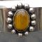 Vintage TIGER EYE 925 Sterling Silver Cuff BRACELET open back-- Cab Bezel Set--estate 28 grams